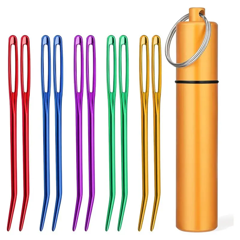

【FAVORITE!】Yarn Needles(10Pcs), Darning Tapestry Needles, Aluminum Storage Included, Large Eye Weave Yarn Needles For Crocheting