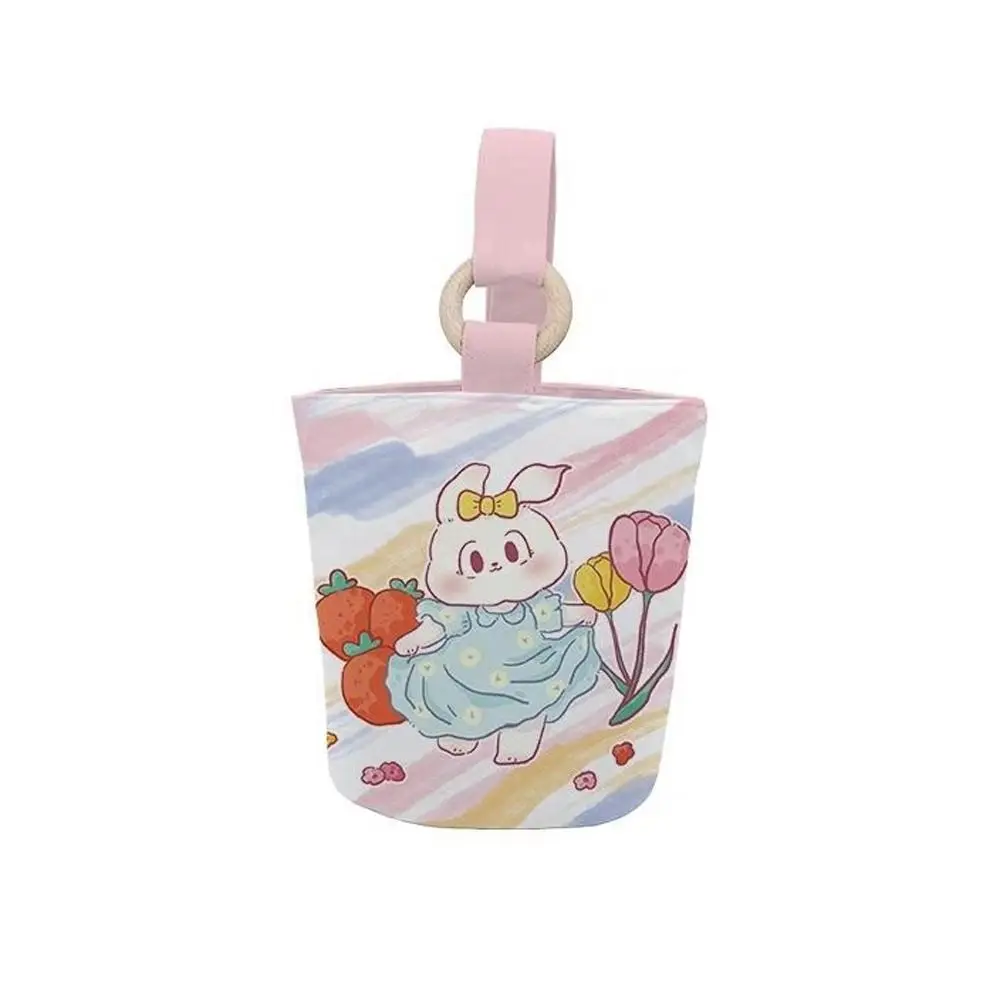 

Foldable Rabbit Cartoon Canvas Bucket Bag Dog Cat Rabbit Handbag Print Handbag Dog Lunch Bag Female/Girls