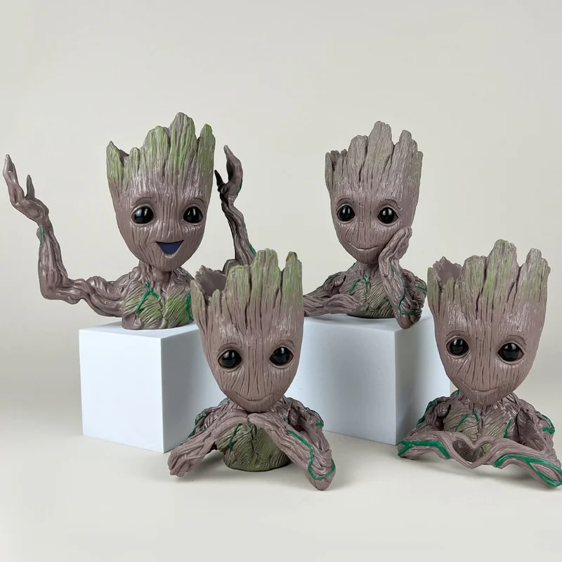 Marvel Guardians Of The Galaxy 15cm Groot Tree Man Handmade Anime Doll Model Creative Flower Pot Pen Holder Pottery Decoration