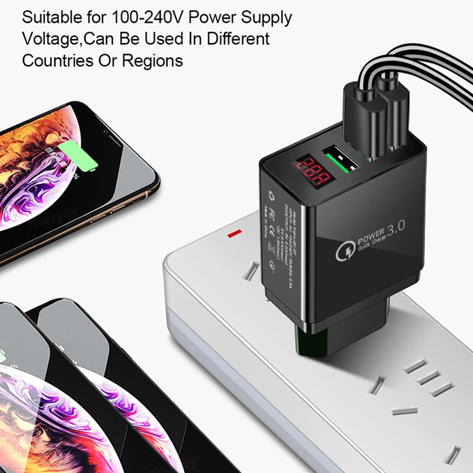 3.1A 3ポートUSB充電器、携帯電話充電アダプター、タブレット用ポータブル壁掛け充電器、急速充電器、3ポート壁掛けアダプター、USB充電ブロック