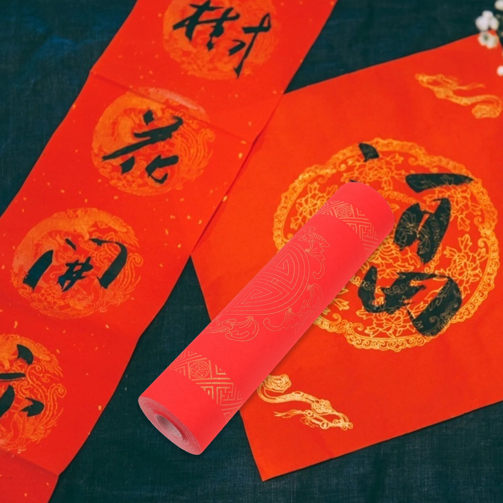 

1 Roll Thickened Red Xuan Paper Festival Calligraphy Paper Roll Ideal for Writing Spring Festival Couplets New Year Decor