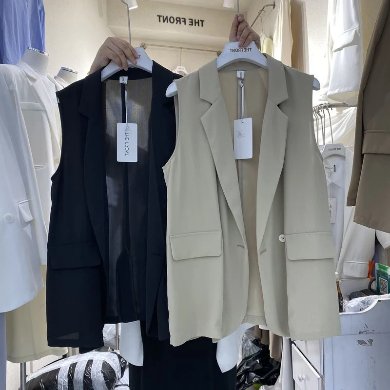 

Летний тонкий повседневный женский жилет больших размеров с отложным воротником на одной пуговице, свободного кроя, модная верхняя одежда для полных женщин