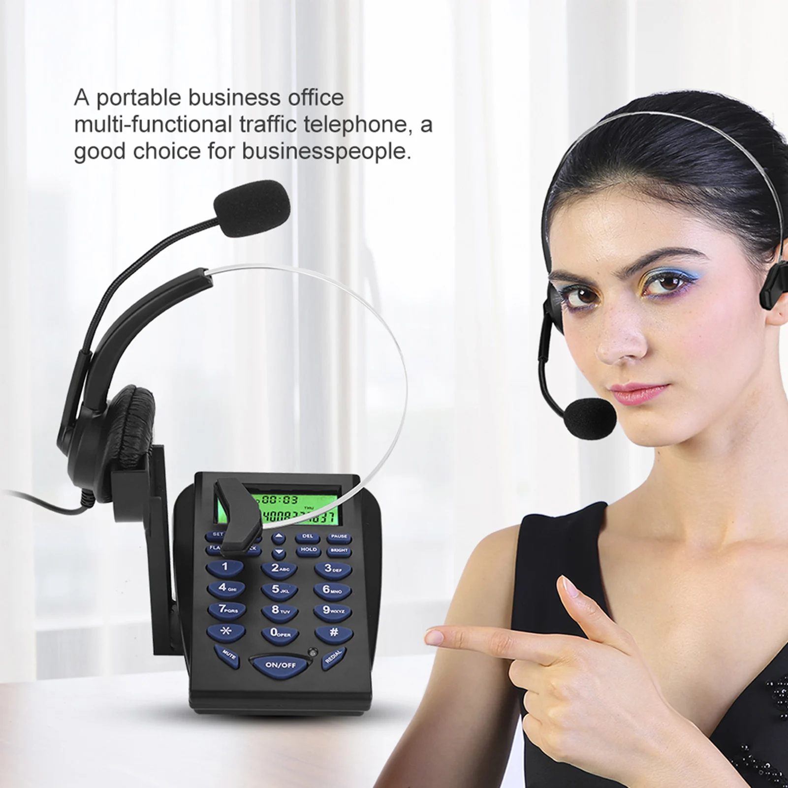 Business Office Multi functional Phone Dial Pad Call Center Traffic Telephone Headset