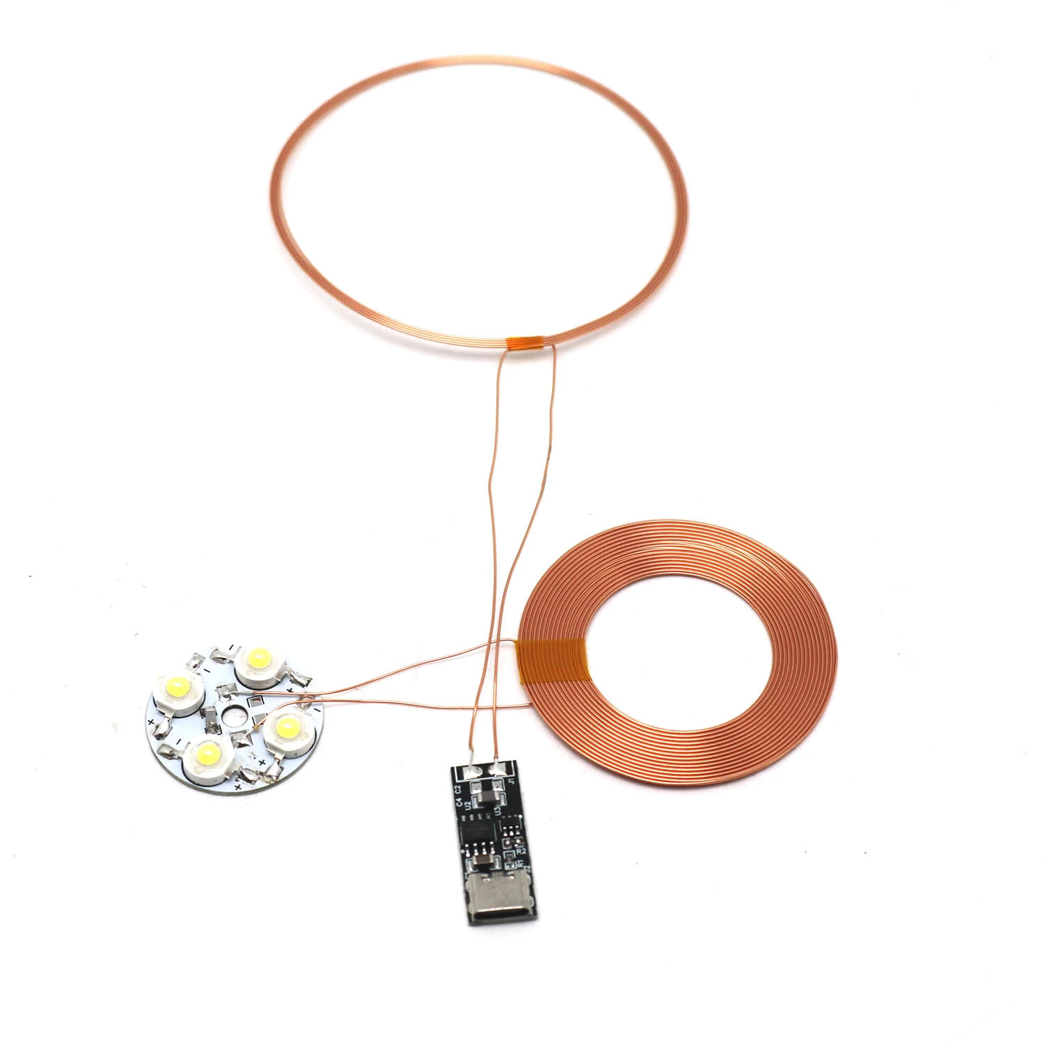 0-100mm Type-c USB ワイヤレス電源モジュール DC 5V 送信機コイル + コイル誘導ランプ LED ライト