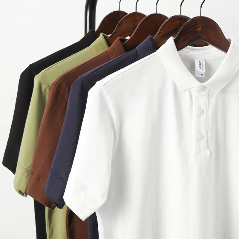 Men's Pure Cotton Short-Sleeve Polo Shirt – Combed Cotton, Solid Color, Split Hem, Casual Business Versatile Top