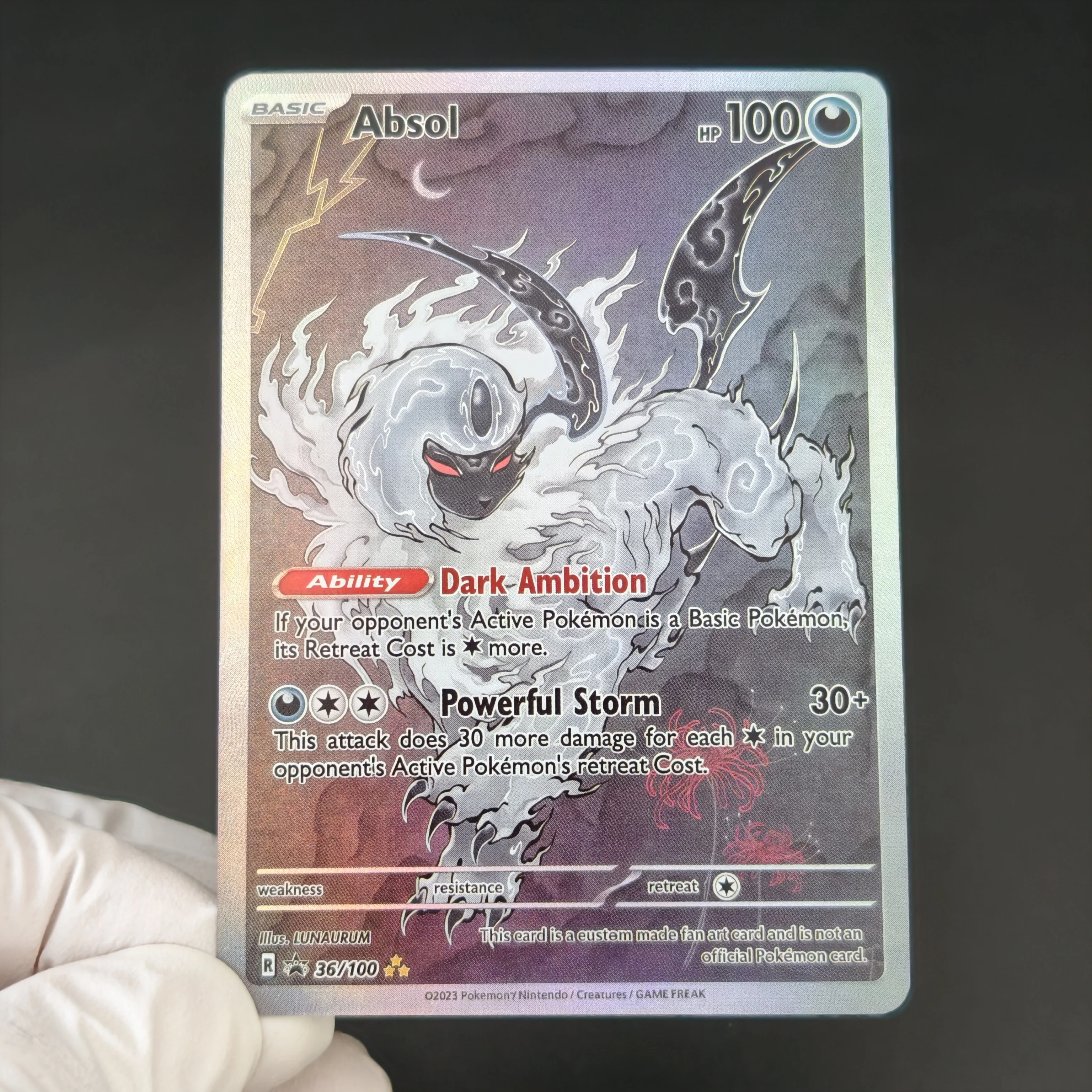 5PCS/DIY PTCG Pokemon Collection Card Gengar Gyarados Sceptile Absol Lucario English ink wash style Full Art Holo Textured Cards view 3