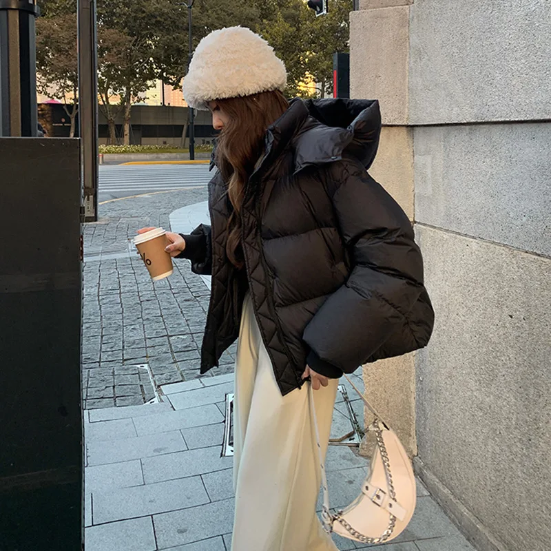 Down Jacket Women's High-end Women's 2024 Winter Fashion Hooded Thickened Puff-feel Bread Jacket