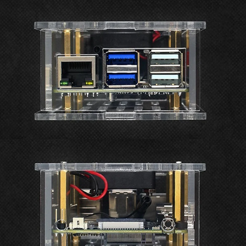 For Orange Pi 5 Max Transparent Acrylic Shell Fan Heat Sink Orange Pi Shell Protective Case