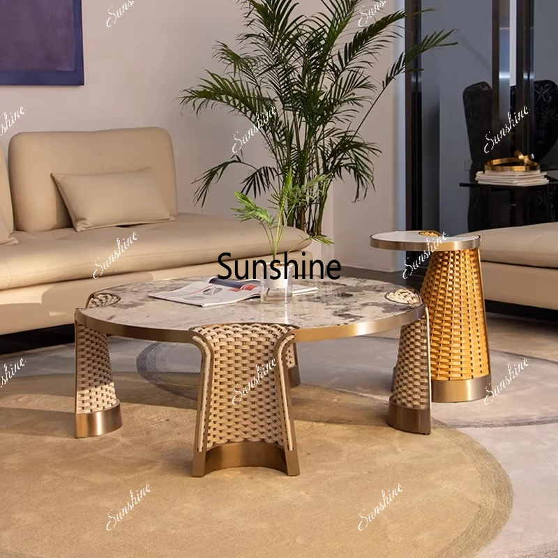 

Balcony small tea table living room clothes home woven coffee table
