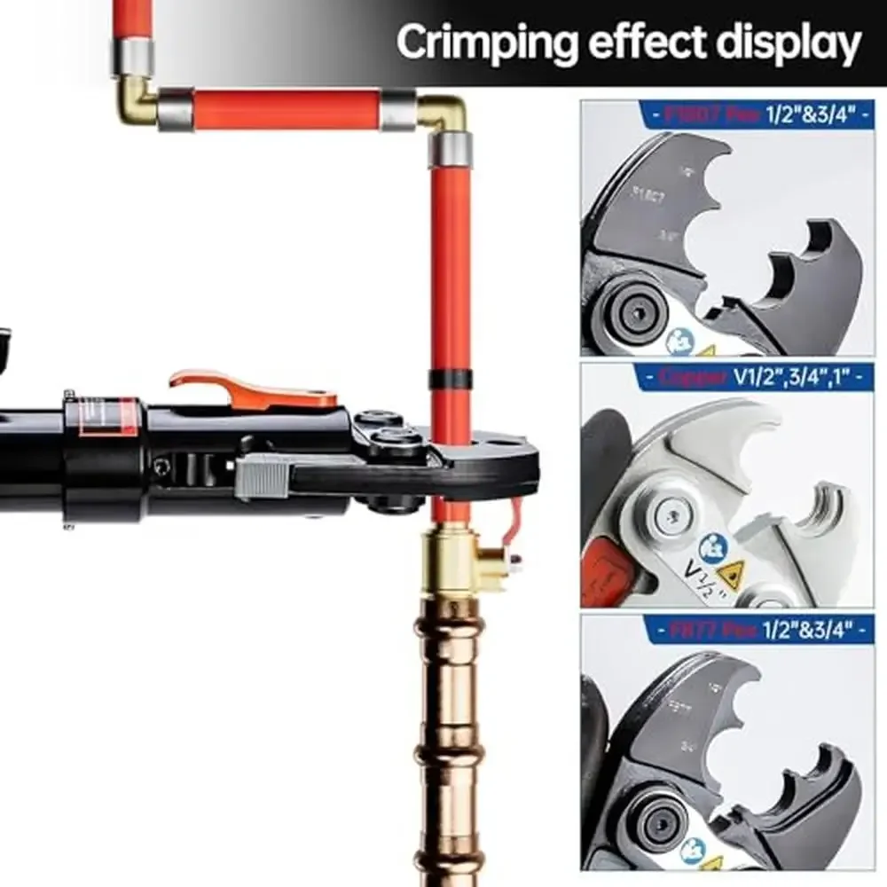 Strumento di crimpatura per raccordi per tubi idraulici Tubo in rame da 1/2", 3/4", 1" con manicotto F877 PEX Corpo in lega di alluminio 350 °   Testa girevole