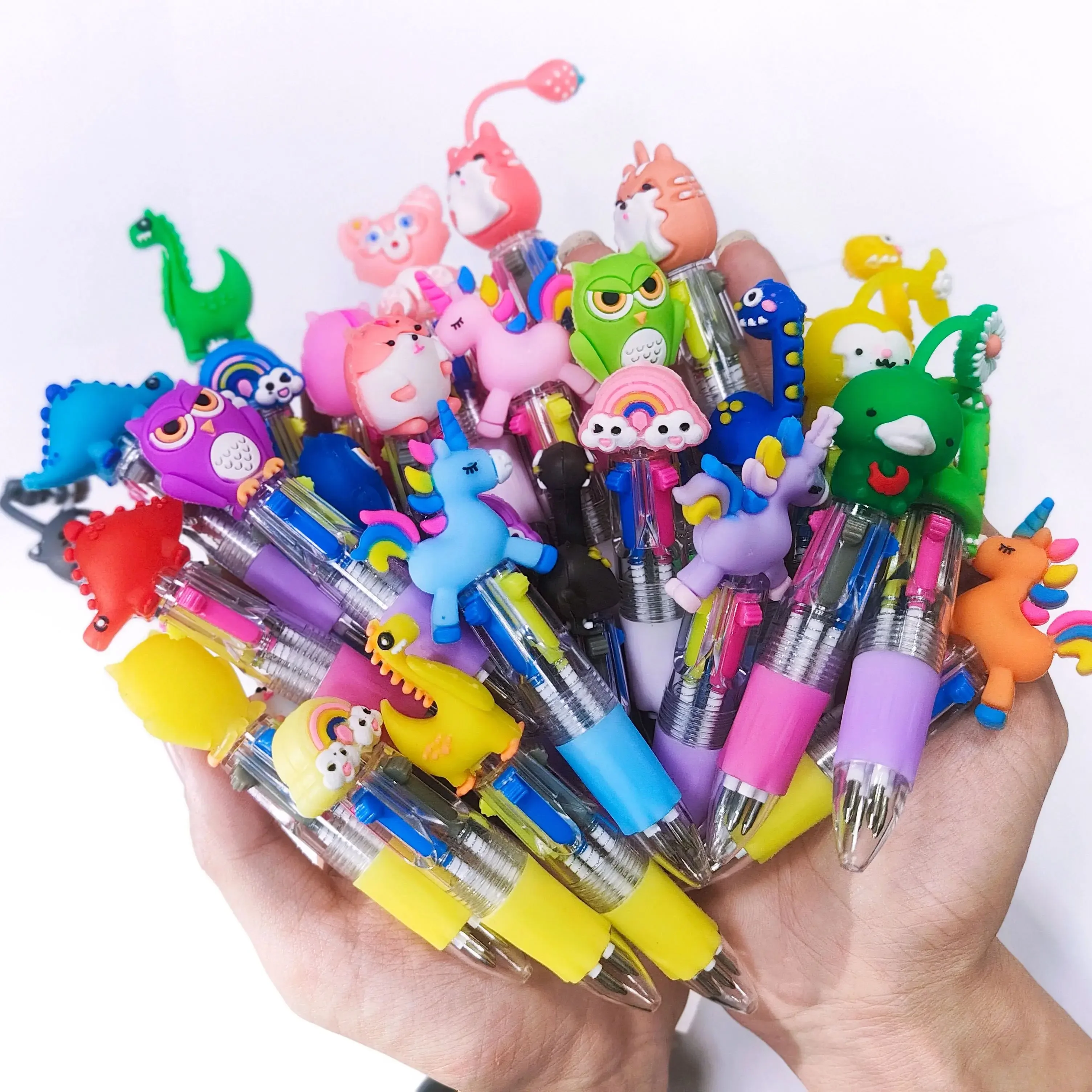 10-20pcsLot Kawaii Mini Four-Color Ballpoint Pen Cute Cartoon 4 Color Retractable Rollerball Pen Student School Gift Stationery image 6