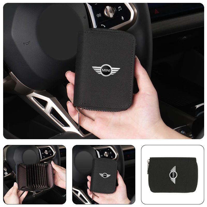 Car Logo Short Wallet Multifunctional Coin Purse Card Holder Gift For MINI Cooper One JCW R56 Countryman Paceman Clubman R58 R59