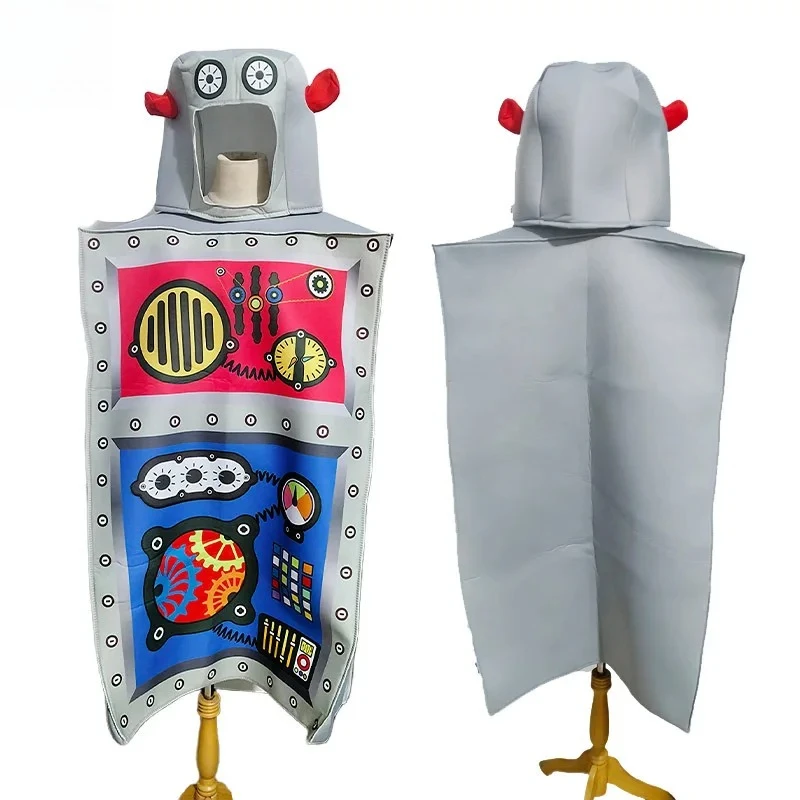 

Halloween Funny Robot Costume - Kids Adults Toddler Full Body Cosplay Set with Helmet & Mechanical Details