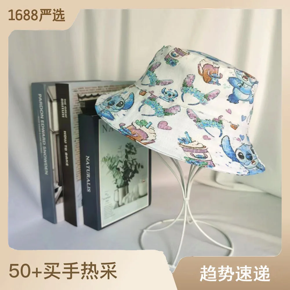 New Cross-border Cute Style Cartoon Stitch Print Student Four Seasons Sunshade and Sunscreen Versatile Bucket Hat