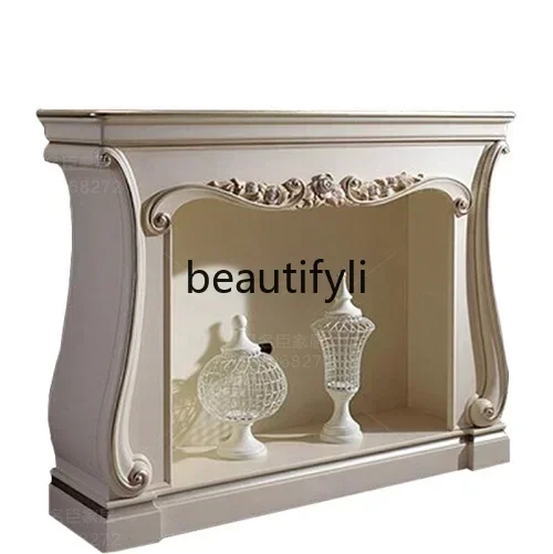 NQ52 Great discounts  European solid wood carving flower fireplace gold painting living room foyer decorative storage fireplace