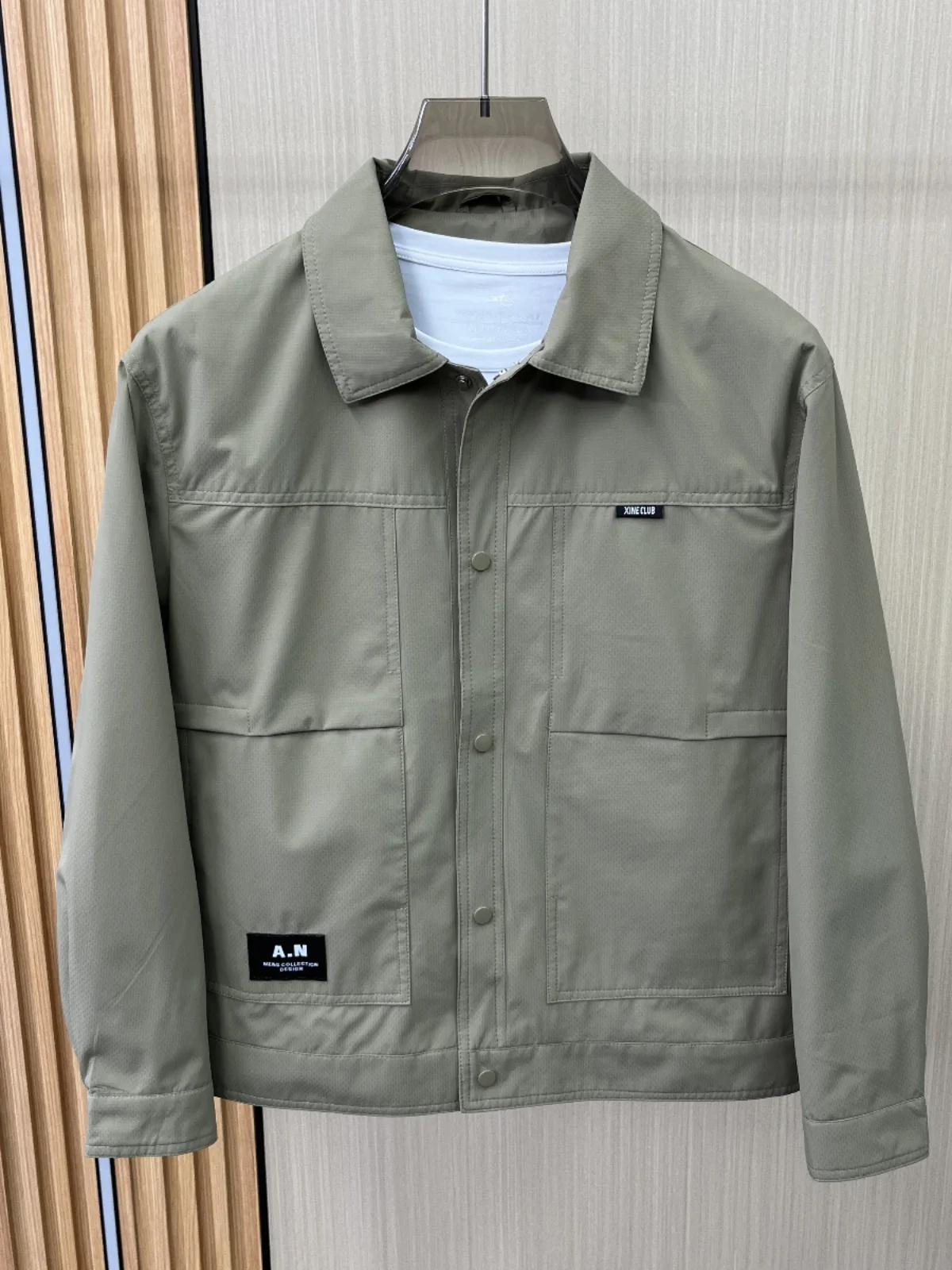 

Casual Sli Men's Jaet Coat Flip Collar Trendy Autumn Wear Youth Versatile Bla Workwear Outerwear for Everyday Use