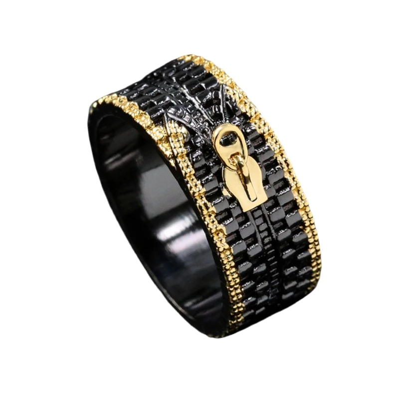 Personalized Zipper Rings for Women Black Gold Two-color New Ring PartyJewelry Bridal Gift Punk Style Unique Gift anillos