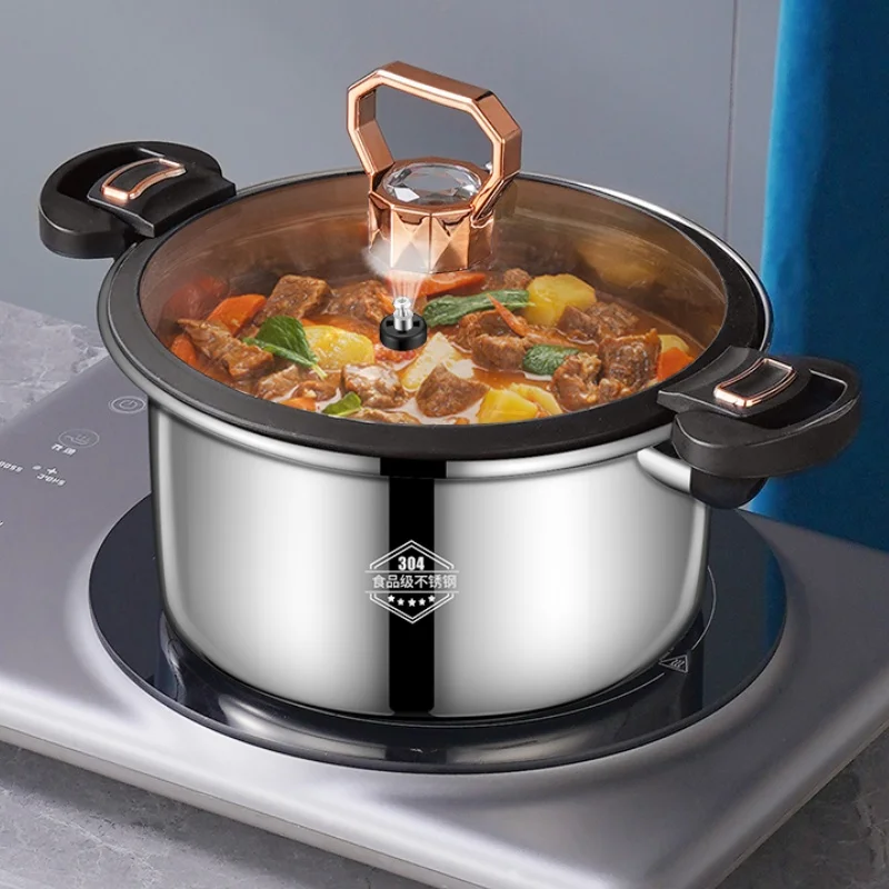 High-quality 304 Stainless Steel Micro-pressure Pot for Multi-purpose Cooking with Induction Cooker and Gas Stove