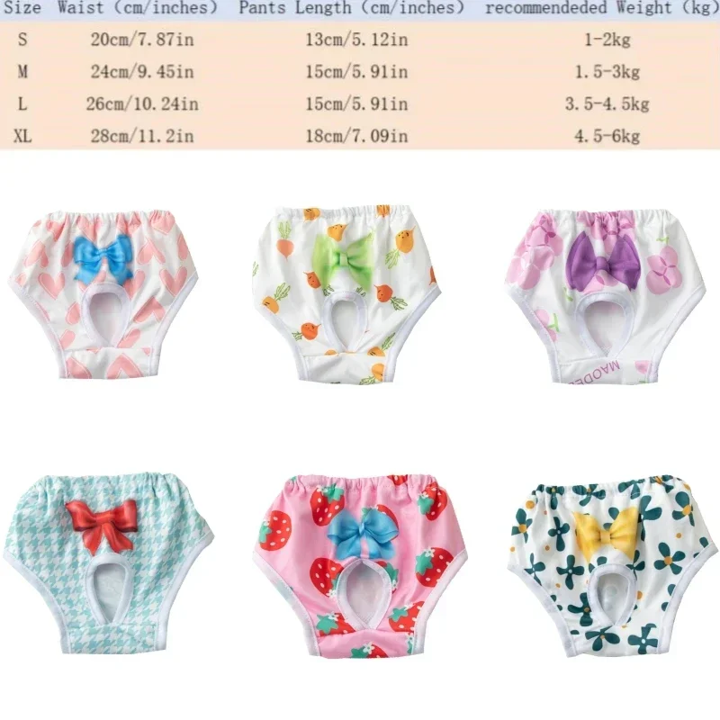 Pet Anti Harassment Diaper, Female Dog Diapers Underwear Heart, Flower, Strawberry, Sanitary Panties, Shorts Pants for Dogs