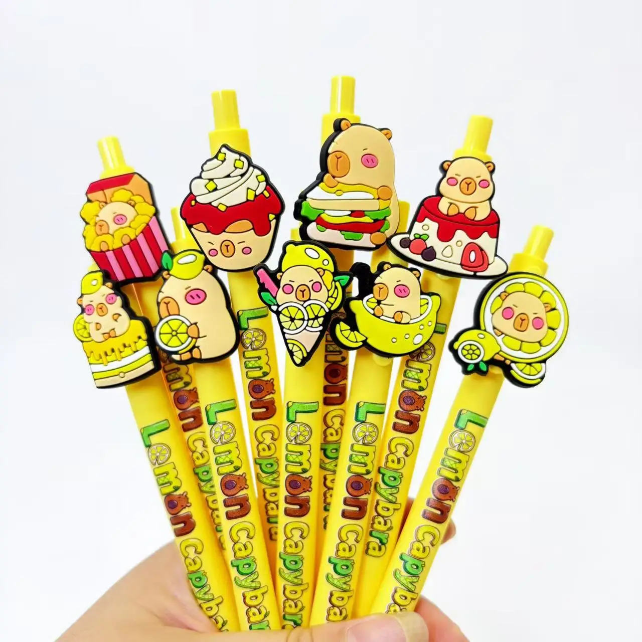 12pcs/20pcs Canetas esferográficas com tema de capivara, tinta preta, secagem rápida, canetas de escrita para estudantes