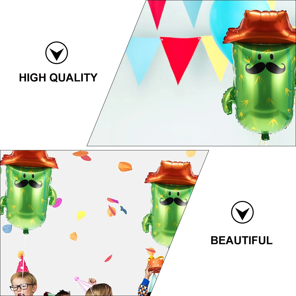 

2 Pcs Cactus Balloon Children Party Decorations Hawaiian Birthday Balloons Corn Cake Fiesta Aluminum Film Summer