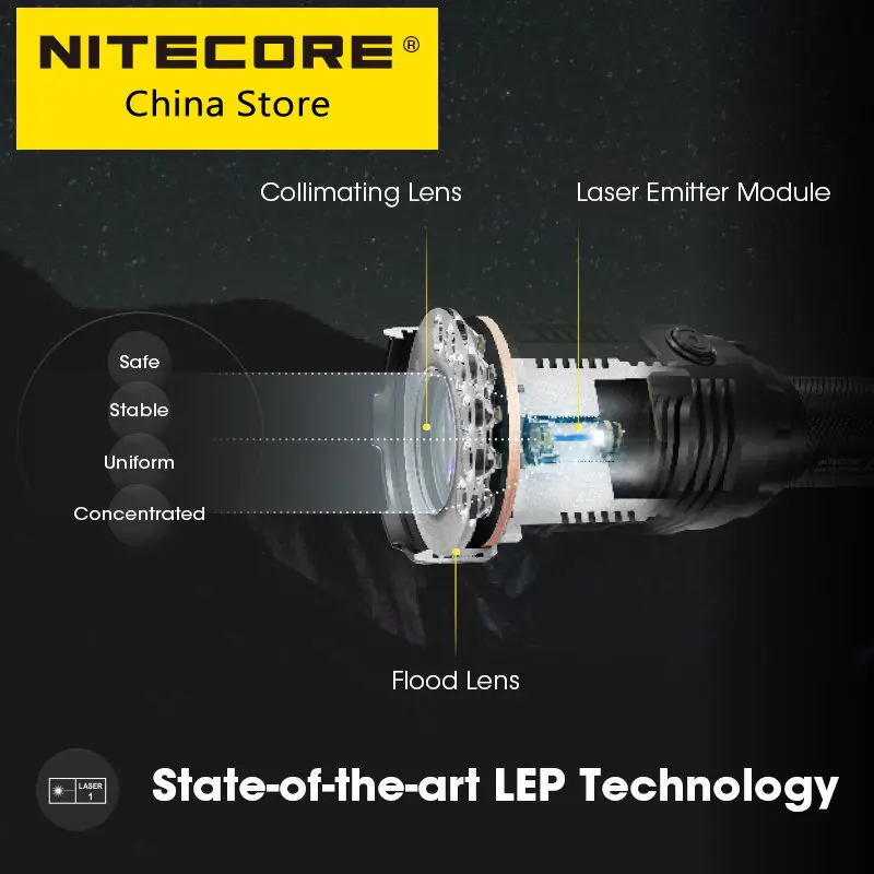 NITECORE P35i Long Range LEP Flashlight 1650 Meter 3000 Lumens USB-C Rechargeable Torch Light Spot Flooding Lights, RSW2i Remote