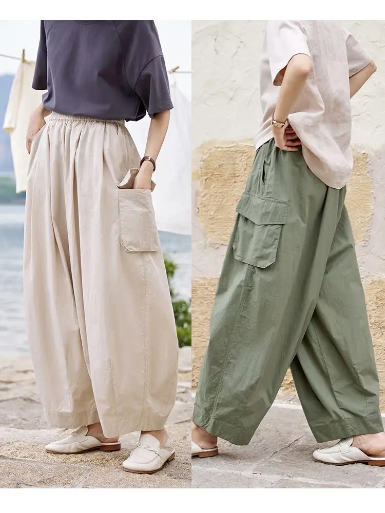 

Ultra-Fine Pure Cotton Long Velvet Women's Loose Casual Pants Workwear Trousers Artistic Commute Style Summer New Arrival