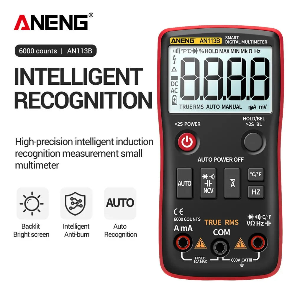 Imagem -02 - Aneng An113b Multimetro Digital Profesional Analogico de Bancada True Rms Automotivo Osciloscopio Multímetro Digital Profissional Analógico Multimeter Capacimetro Digital Testador de Componentes Eletrônicos Ferramentas