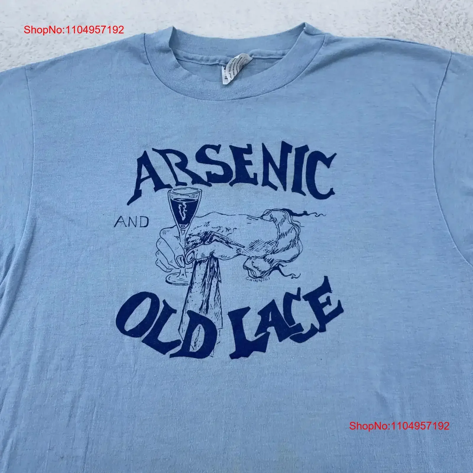 

Винтажная футболка Arsenic and Old Lace, мужская средняя синяя футболка Play Theatre Movie 80s, винтажная, растянутая, универсальная
