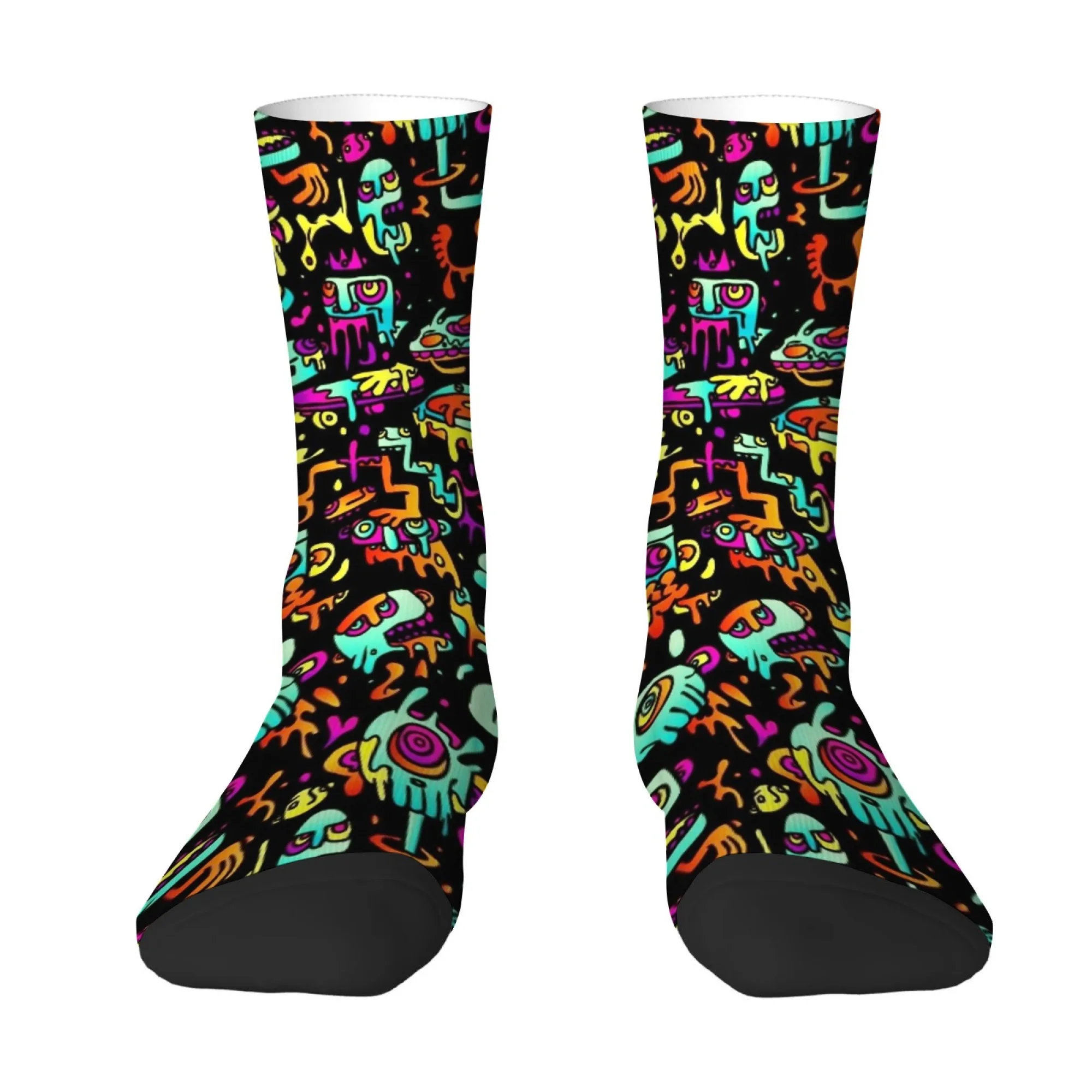 Quirky Stylish Abstract Colorful Men's Socks Soft Breathable and Comfortable Socks Hip-hop Rock-inspired Outdoor Cycling Socks