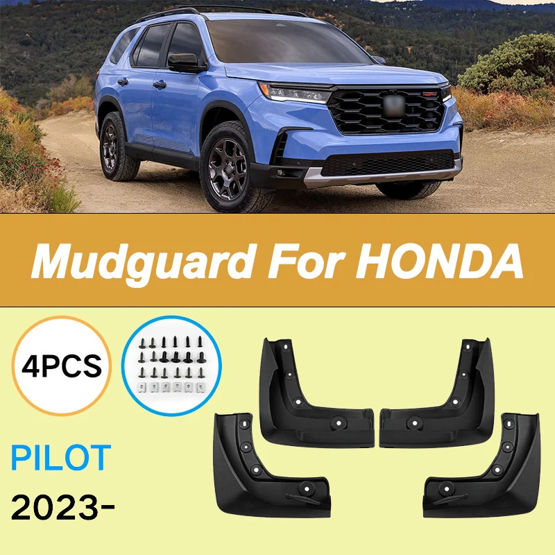 

For HONDA Pilot 2023-2024 Automotive Tire Mudguard Waterproof Prevent Mud Splashing Car Mud Flaps Fender Trim 4pcs Accessories