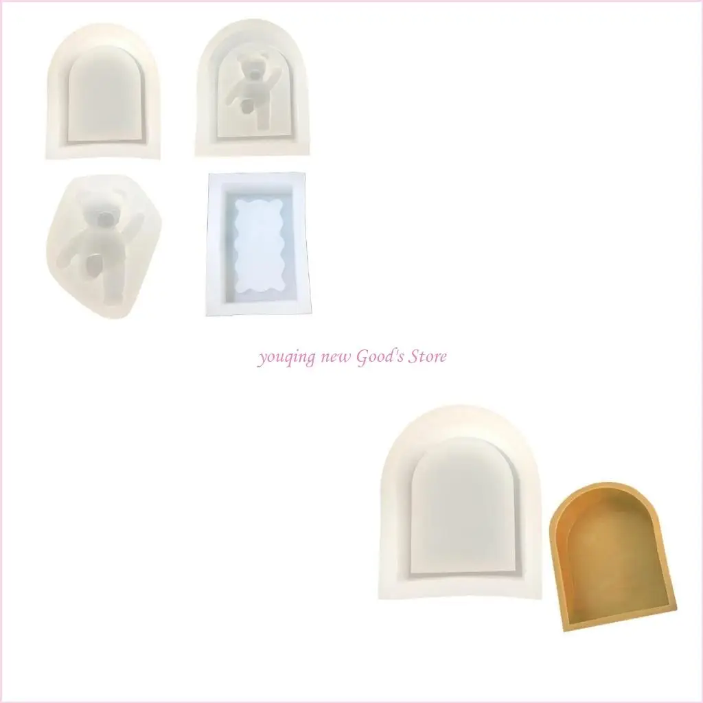 

57QA 3D формы для свечей милый медведь дверная рама ремесло искусство силиконовая форма для изготовления свечей