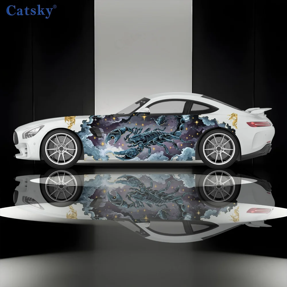 

Scorpion Starry Sky Clouds Car Vinyl Wraps Decal Self-adhesive PVC Sticker Suitable for Trucks SUV Decoration Auto Accessories
