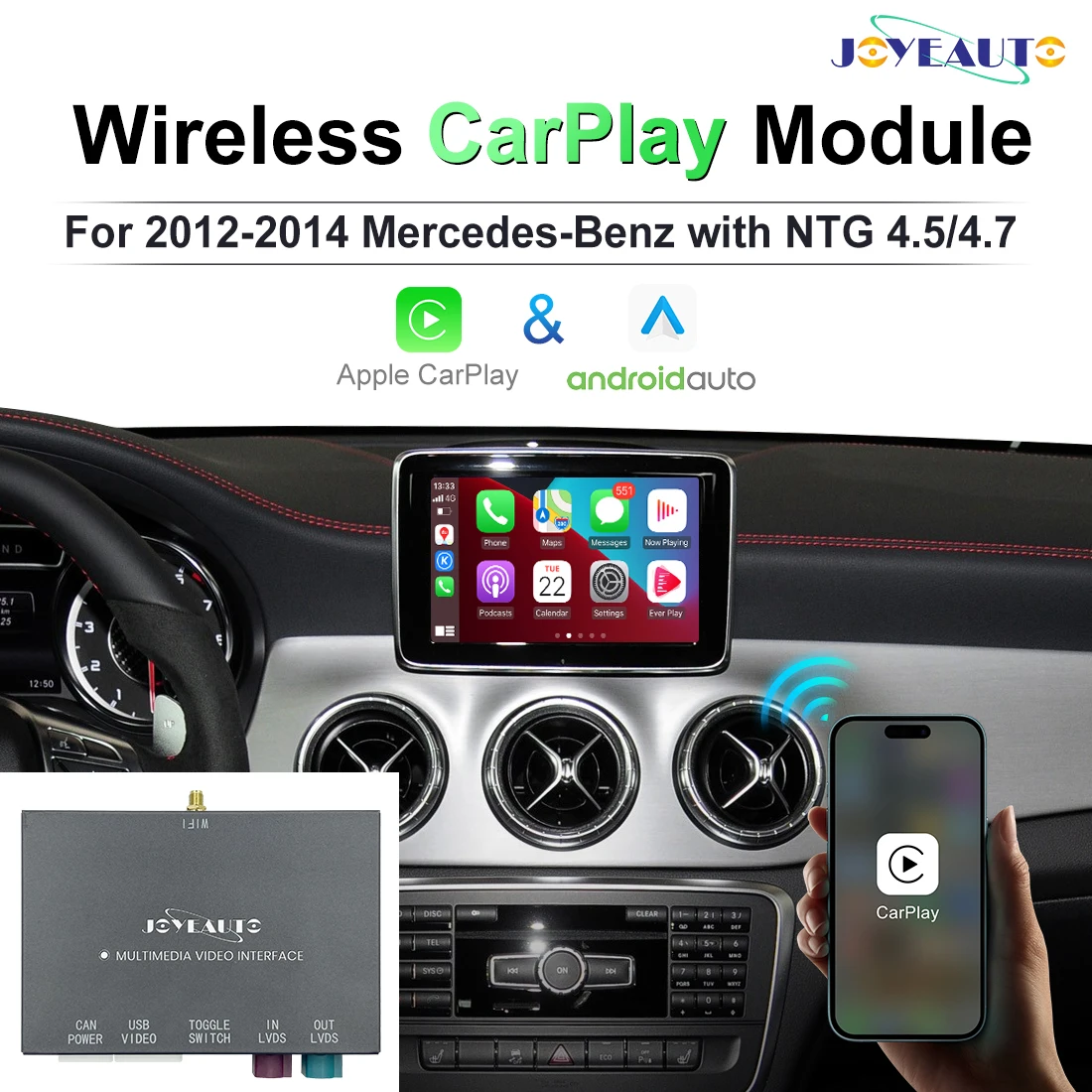 

Joyeauto Wireless Apple CarPlay Android Auto Mirror-Link A B C E G GL ML Class for Mercedes NTG4.5/4.7 Car Play AirPlay Retrofit