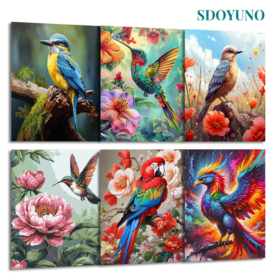 

SDOYUNO Painting By Numbers Draw For Adults Animals bird Oil Art Crafts Acrylic Drawing Canvas Art Supplies Diy Home Decoration