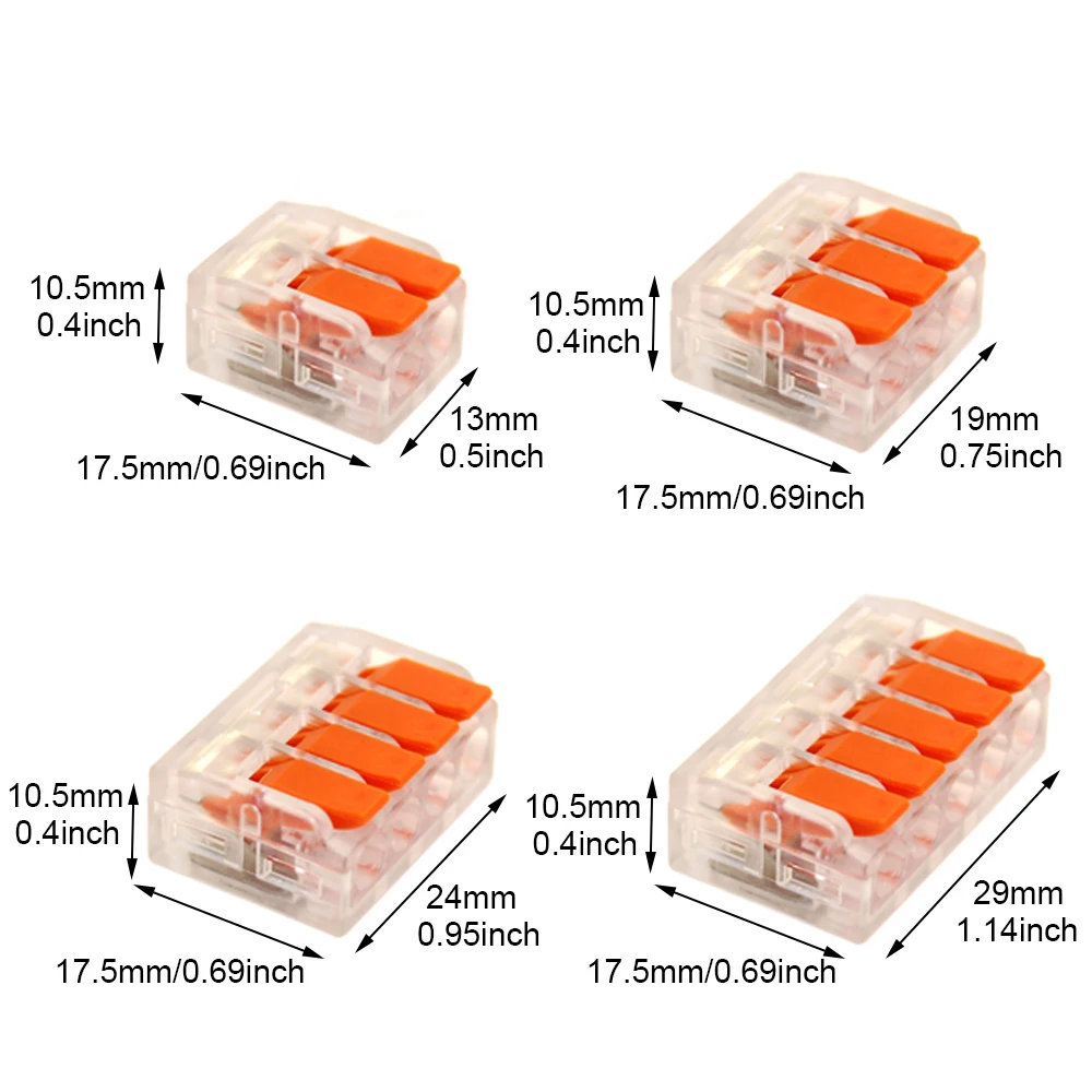 20/90pcs Box Electrical Lever Wire Connectors 2 Port 3 Port 5 Port Electric Cable Clamp Mini Quick Wire Terminal Connector