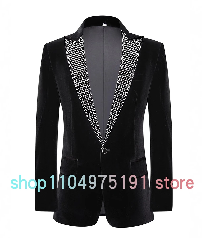 New fashion Crystal Men's suit set; black tuxedo; men's clothing.High Quality Wedding Tuxedos Special Occasion Gowns prom dresse