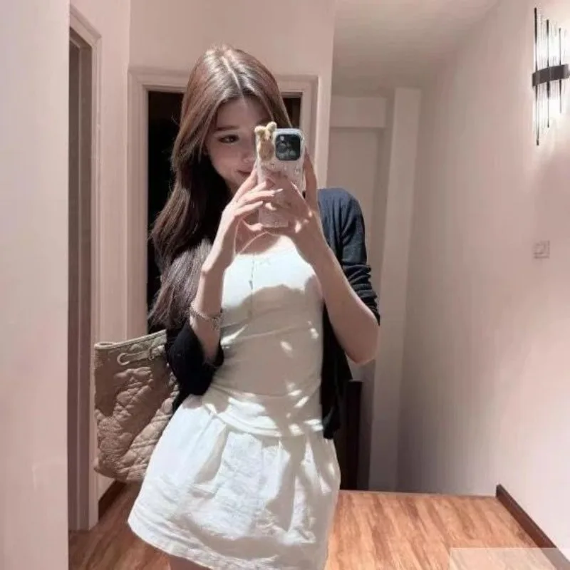 Cotton Linen Skirts for Women Skort Summer Sexy A Line with Safety Shorts Skirt Female Street Chic Beach Vacation Mini Skirts