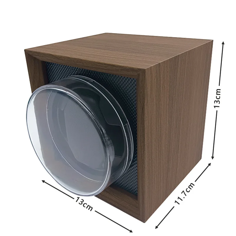 Caixa de enrolamento de relógio único de madeira para relógios mecânicos com enrolamento automático e tampa transparente para relógio silencioso e silencioso