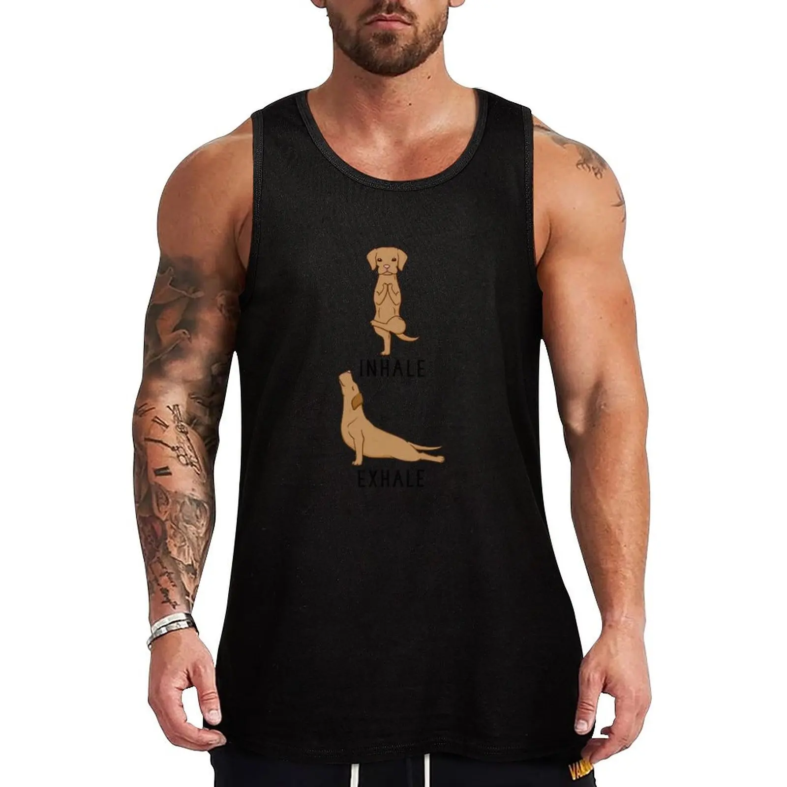 

Inhale Exhale Vizsla Yoga Tank Top summer Men's tops training weight vest anime top gym shirt men