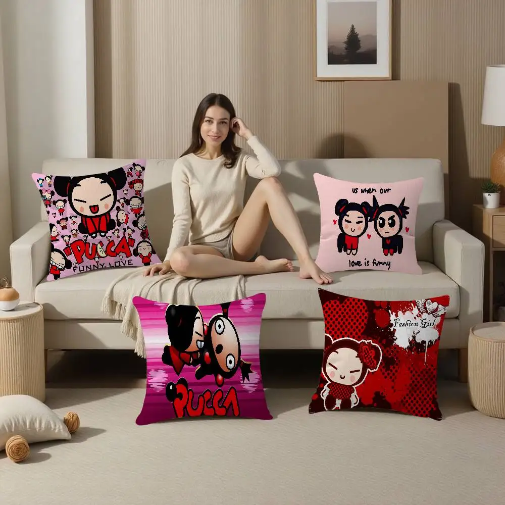 Kleiner P-Pucca Cartoon-Kissenbezug, Kissenbezug, Polsterung, Sofa, Dekokissen, Heimdekoration, Kissenbezug