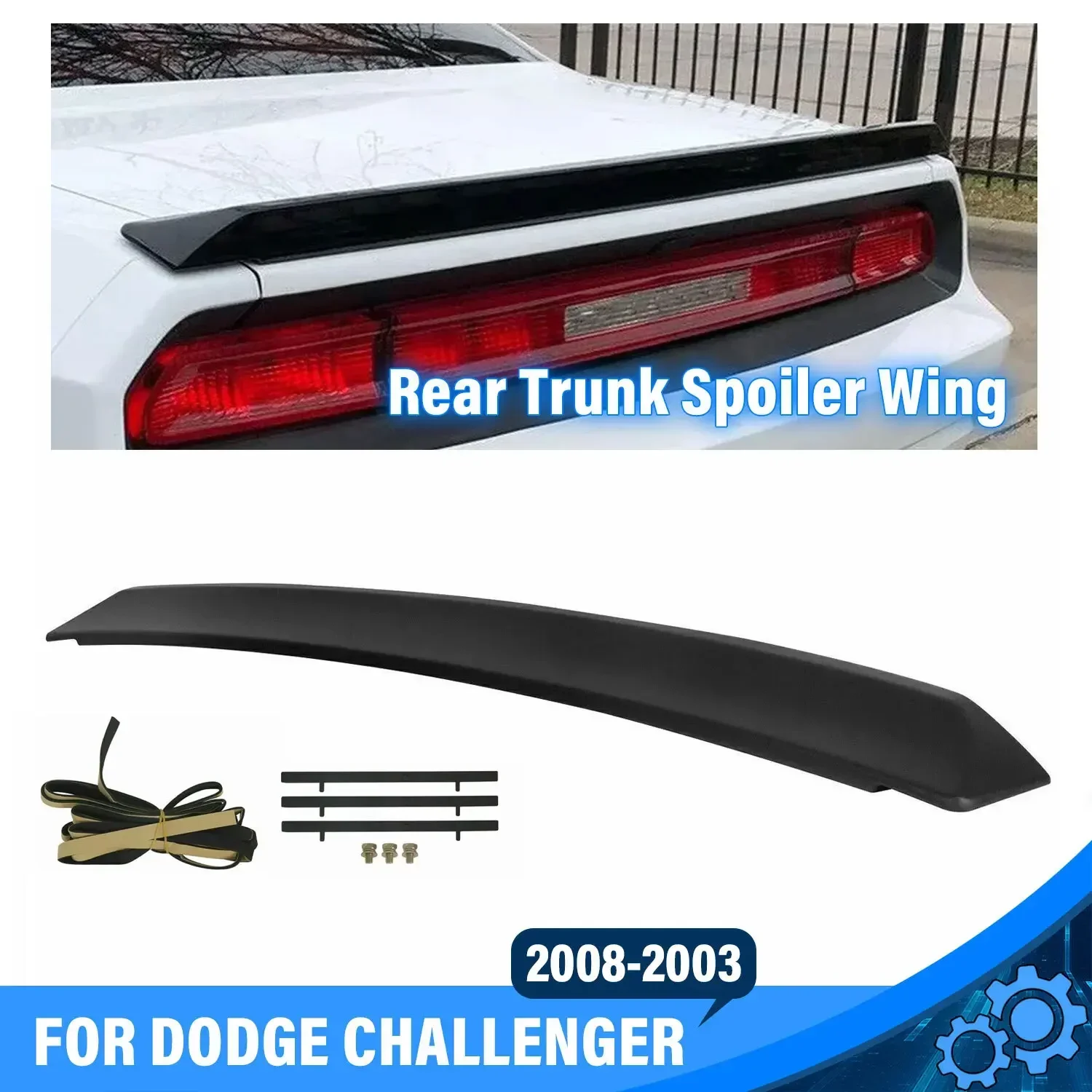 

For Dodge Challenger 2DR 2008-2023 Rear Trunk Wing Spoiler SRT Style Matte Black