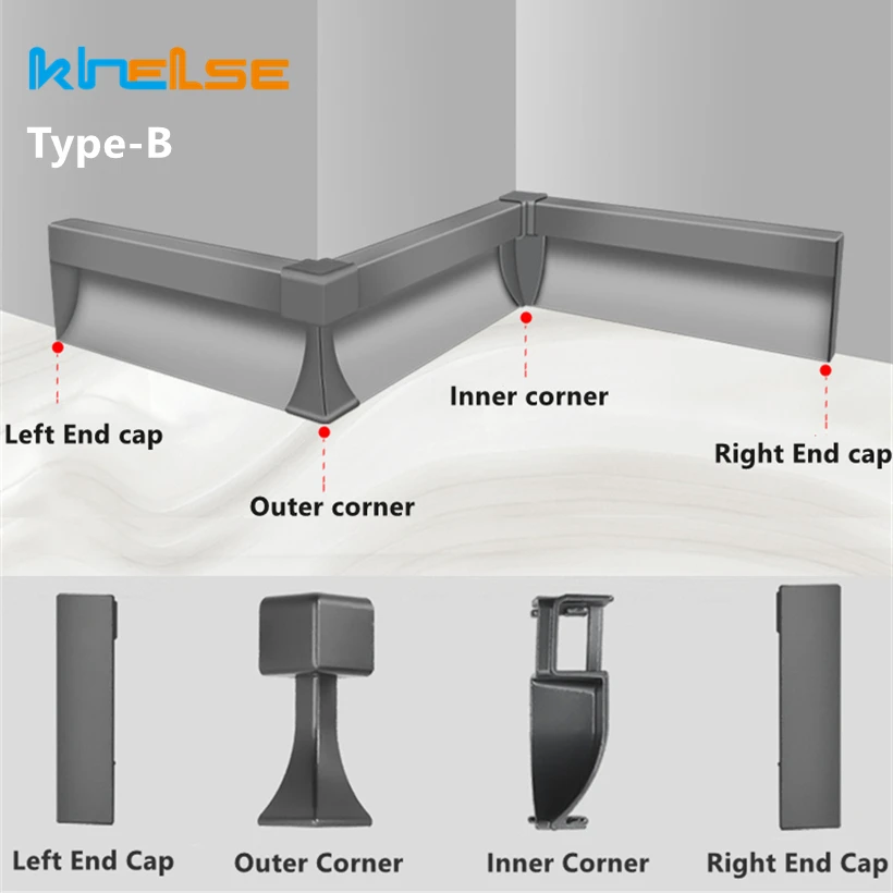 H40/50/65mm LED Skirting Linear Lamp Aluminum Profile Accessories Baseboard Plastic Internal Angle External Corner Connector