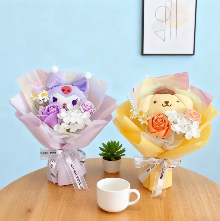 Sanrio Realistic Soap Bouquet Hello Kitty Cartoon Eternal Realistic Roses Holiday Gathering Party Favors Handcrafted Gift