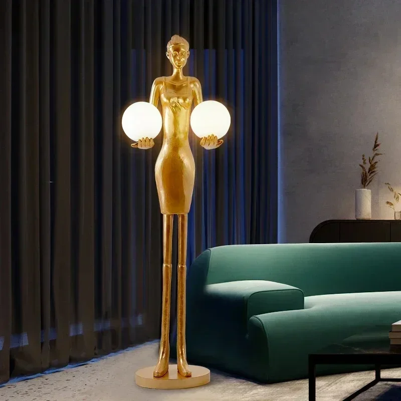 Humanoid art sculpture floor lamp designer hotel lobby exhibition hall creative large-scale ornamentHY