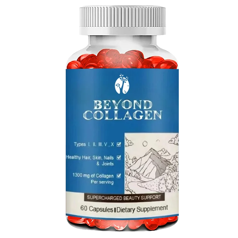 Multi Collagen Capsules - Type I, II, III, V, X Complex Containing Biotin, Vitamins, Hair, Nails, Skin Health, 60 Capsules