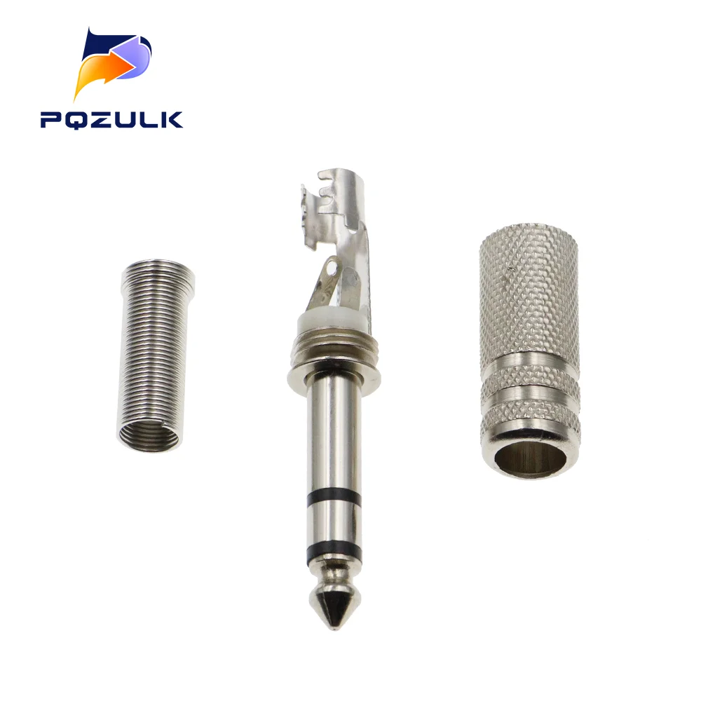 2PCS Gold Plated 6.35MM Male 1/4 Mono/Stereo 6.5MM Nickel Plating Plug Audio Adapter Connector Soldering