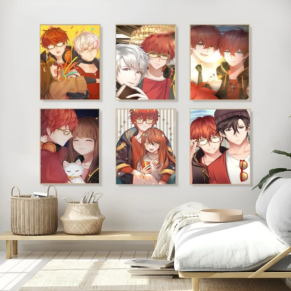 1PC Anime Mystic Messenger Poster autoadesivo Art adesivo di carta impermeabile Coffee House Bar Room Wall Decor