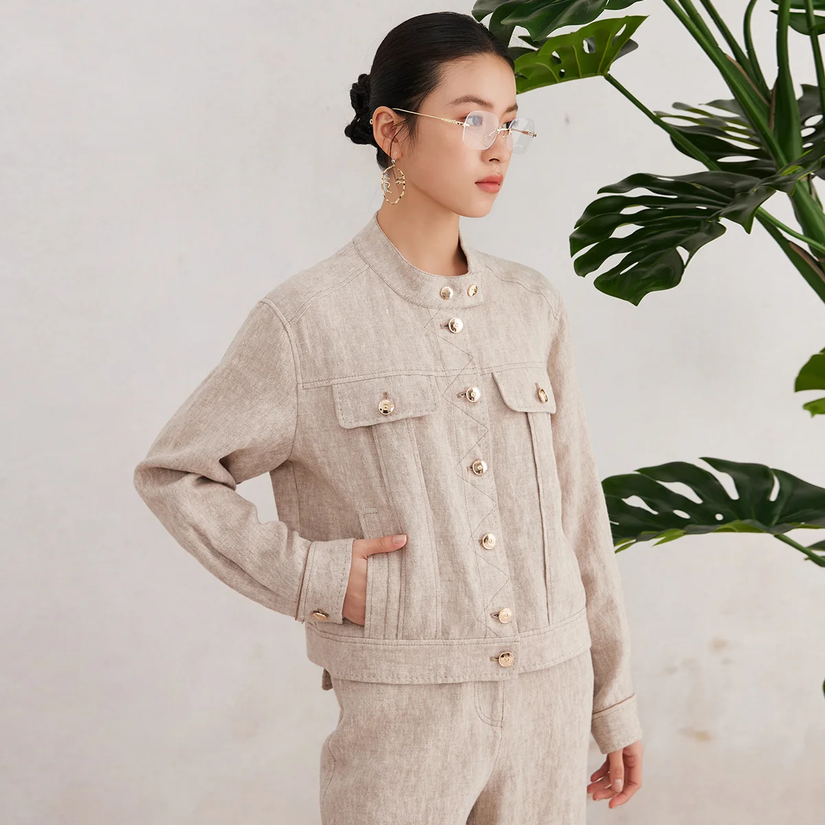 K3053W High quality luxury women\'s clothing for spring and summer, French linen jacket