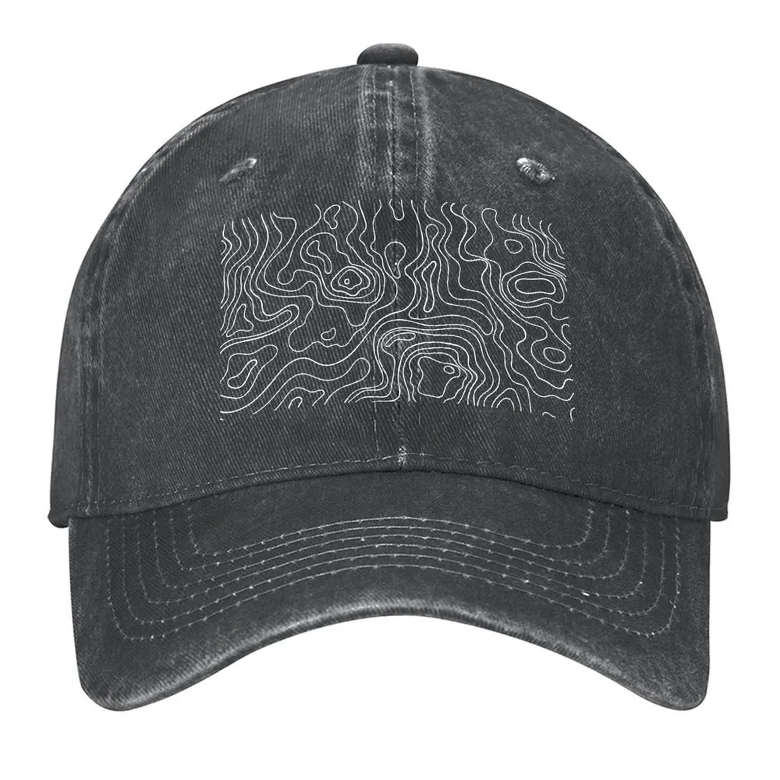 

white Topographic contour lines map seamless pattern with Rust background Baseball Cap beach hat Women's Beach Men's